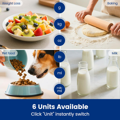 Báscula digital de cocina de 15 kg, recargable por USB-C, de acero inoxidable, con precisión de 1 g, 6 unidades y tara CERO independiente, fácil de limpiar, báscula para hornear y cocinar