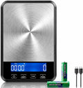 2-in-1 Digitale Küchenwaage mit Timer, Hochlastwaage bis 15 kg / 33 lb, wiederaufladbar über USB-C, Edelstahl-Kochwaage