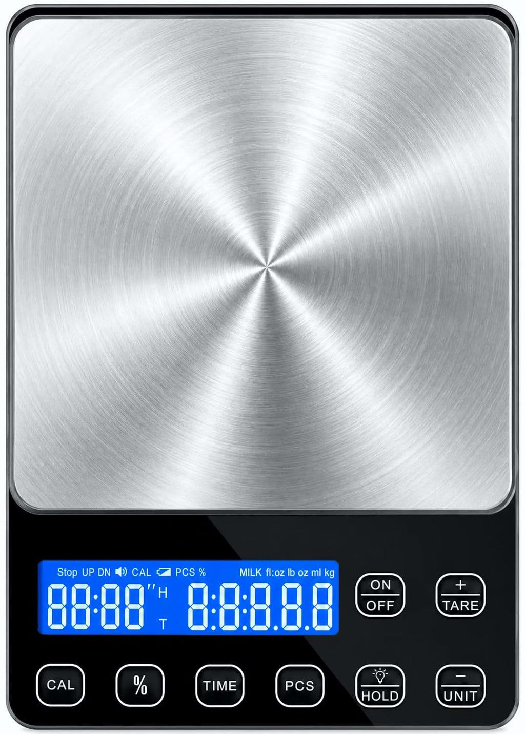 9-in-1 Digitale Küchen-Lebensmittelwaage, maximale 10 kg / 22 lb, 0,1 g / 0,1 oz, Kochwaage mit integriertem Timer, Tara-Funktion, Stückzählung, Prozentrechnung, Kalibrierung Feststellfunktion