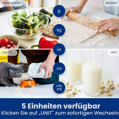 Báscula Digital de Cocina de 10 kg, Báscula de Alimentos Ultrafina de Acero Inoxidable con Alta Precisión de 1 g, 5 Unidades y Tara de Un Toque, Báscula Electrónica Fácil de Limpiar para Repostería, Cocina, Preparación de Comidas