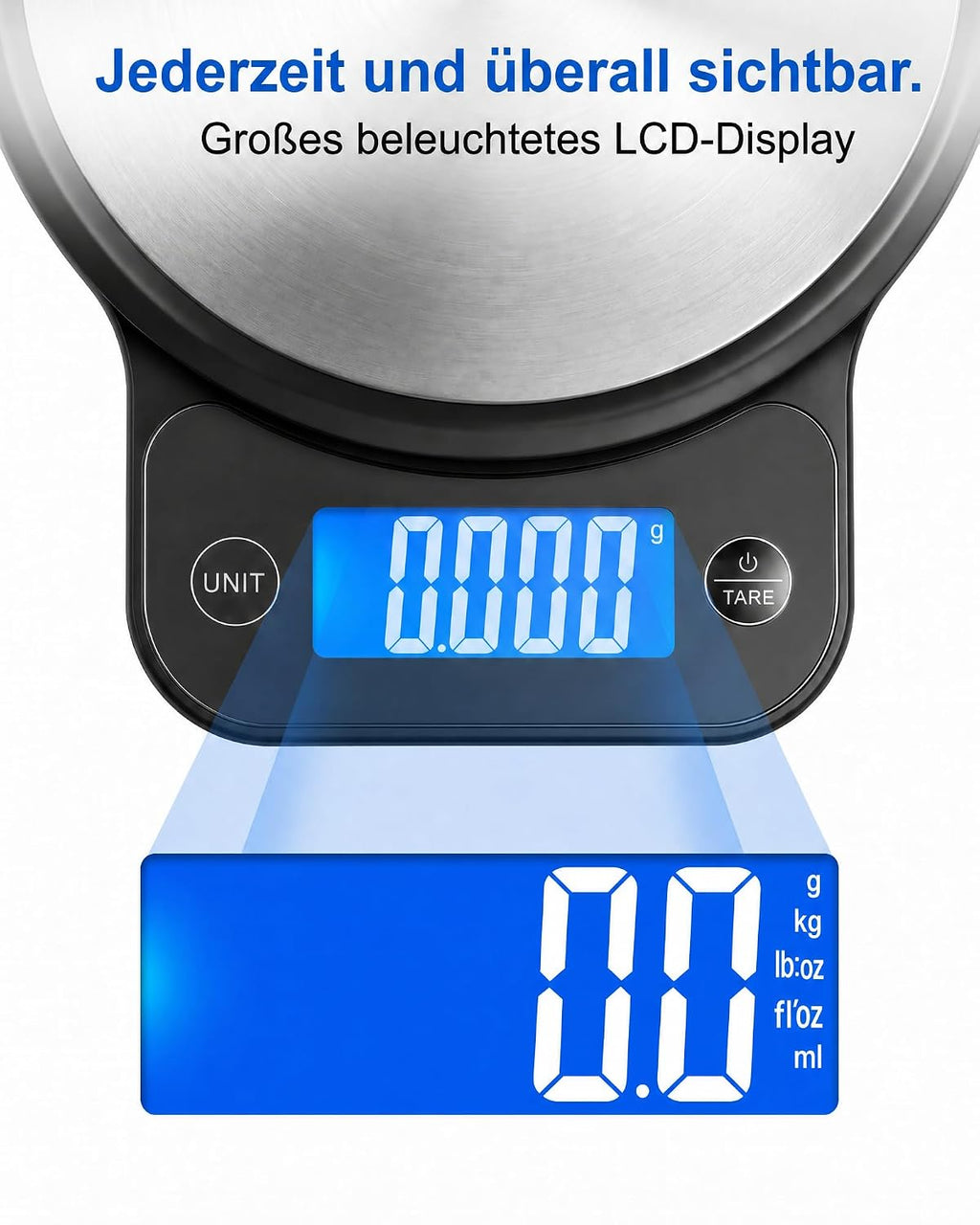Digitale Küchenwaage, elektronische Küchenwaage mit USB-C-Anschluss, hochpräzise Lebensmittelwaage bis 10 kg (0,5 g / 0,02 oz), professionell mit Tara-Funktion, Batterien im Lieferumfang enthalten
