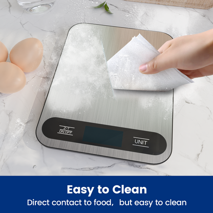 Báscula de cocina de acero inoxidable de primera calidad | Balanza de alimentos de alta resistencia con capacidad de 15 kg | Batería de larga duración de 120 días, 6 unidades con modo leche, fácil de limpiar